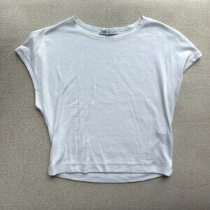 White Zara Cropped Boxy Baby Tee Size Large